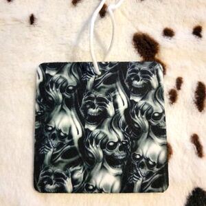 Skulls Black Unscented Hanging Car Air Freshener Freshie